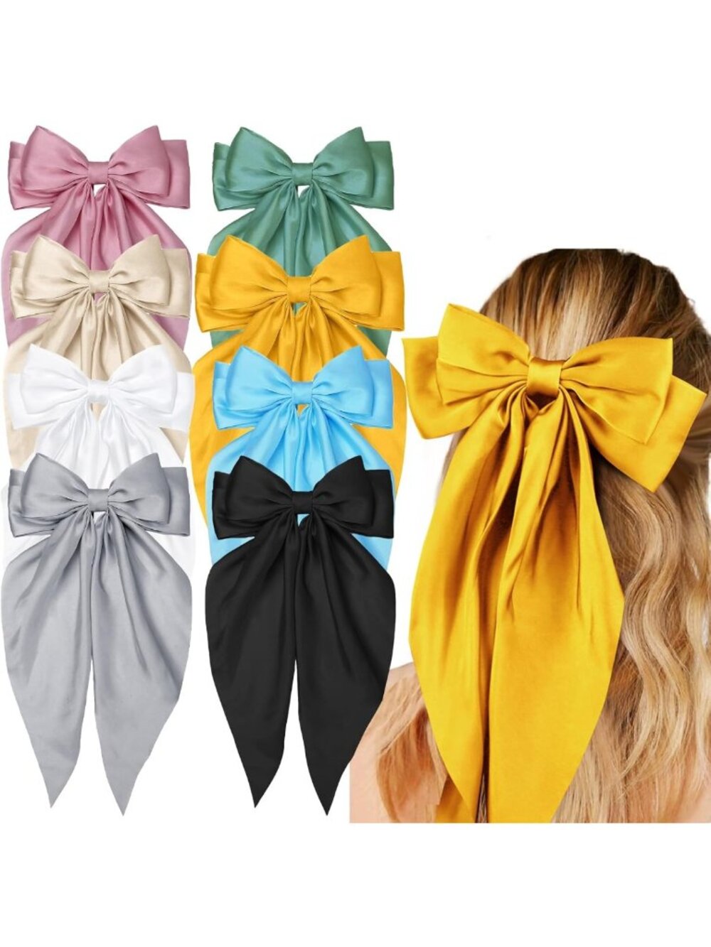 Vintage Hair Bows for Women | Long Tail Ribbon Clips | Stylish Hair Accessories